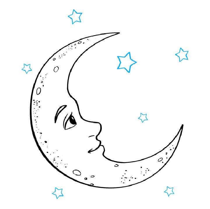 Moon Face Drawing