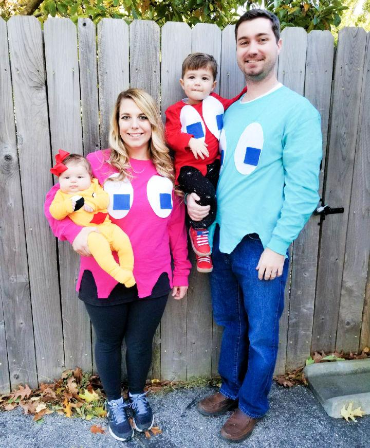Ms Pac man and Ghosts Last Minute Family Costume