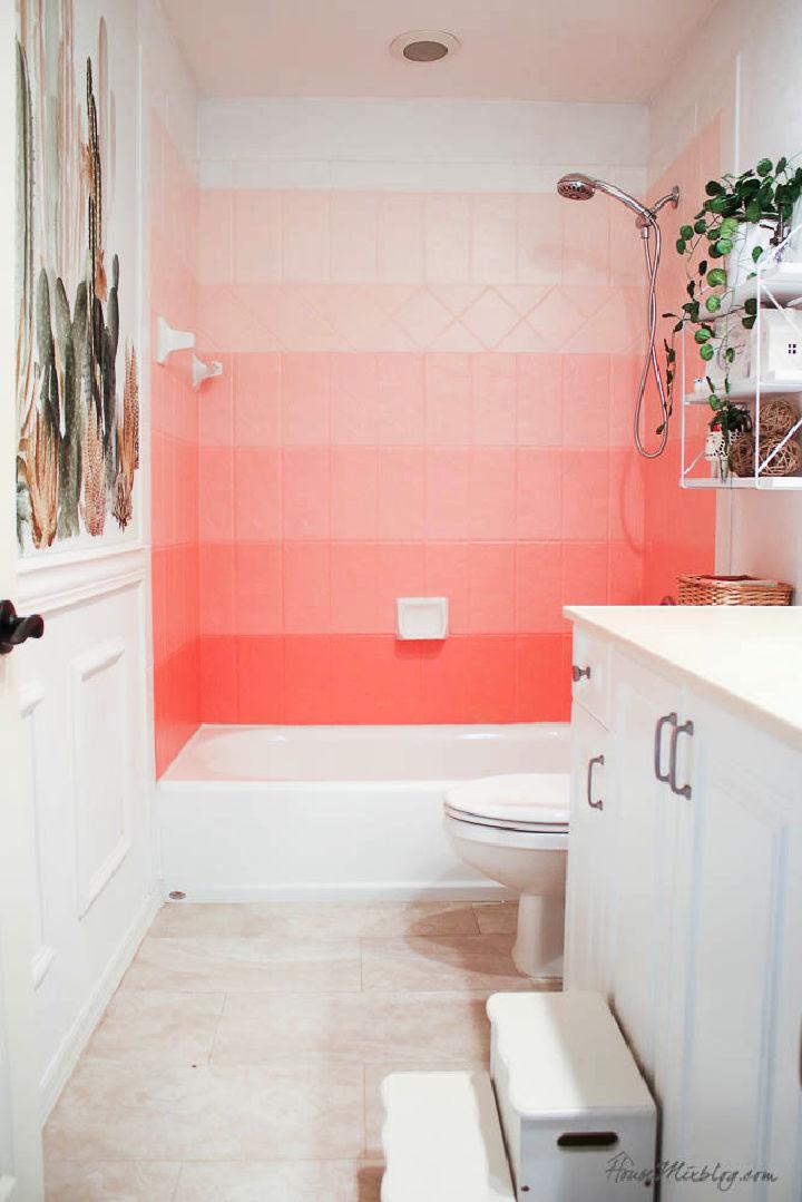 Painted Coral Ombre Shower Tile