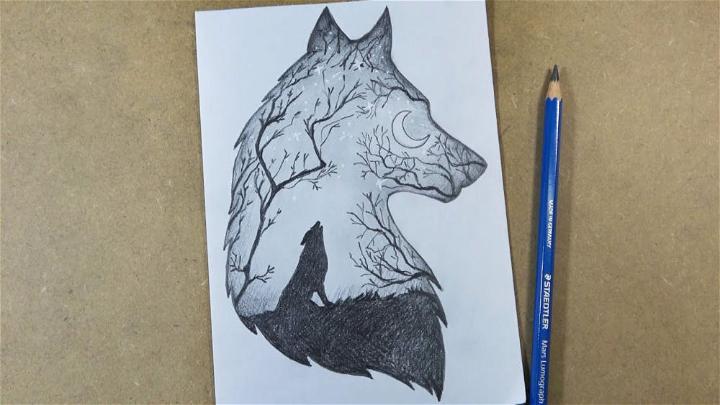 Scenery of Moonlight Wolf Using Hihi Pencil
