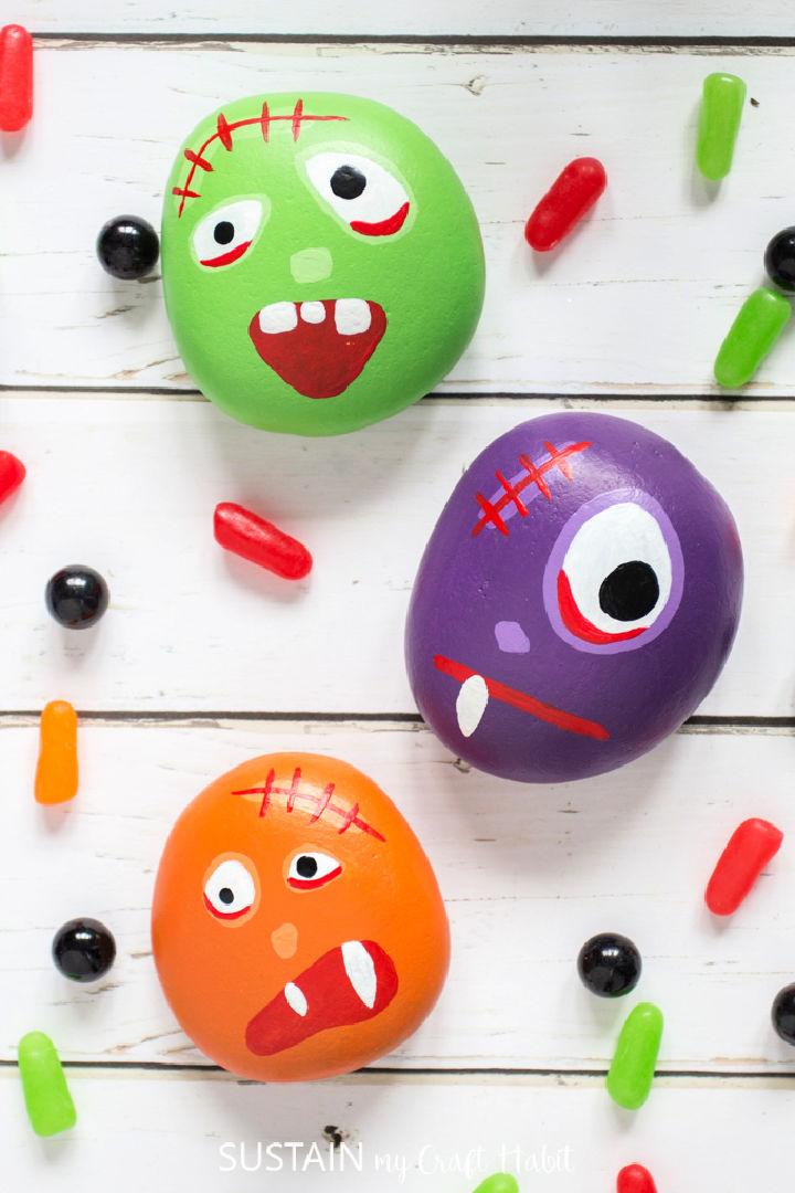 Simple DIY Silly Monster Painted Rocks