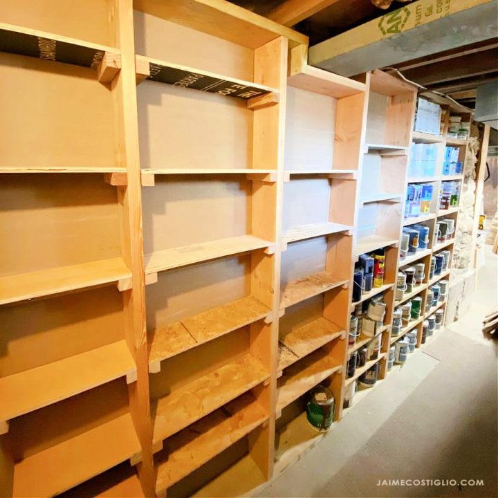 Stud Storage Shelves for Basement Wall