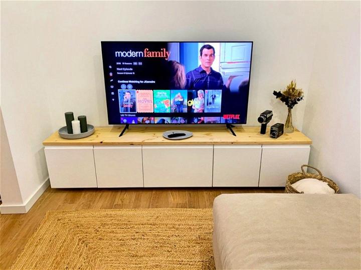 TV Cabinet with Real Wood Top