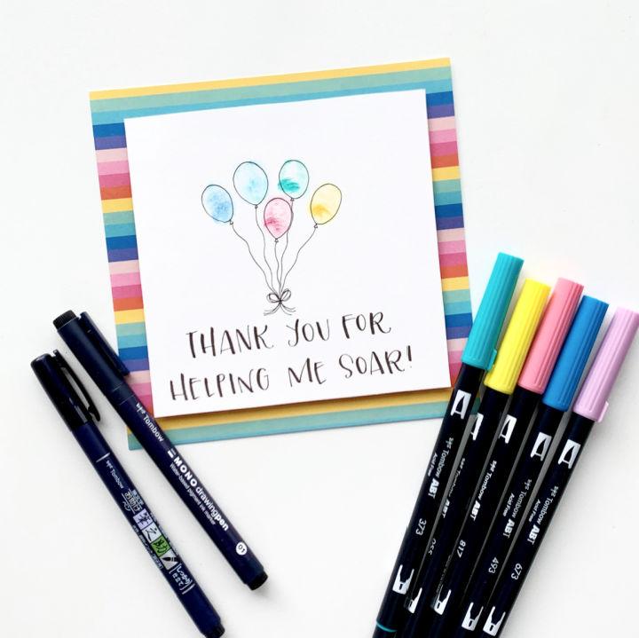 Thumbprint Balloon Card for Teacher Appreciation