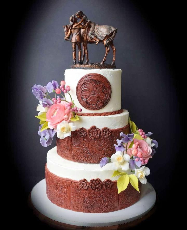 Tooled Leather Wedding Cake