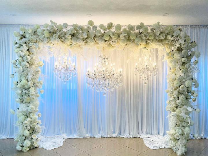 Wedding Backdrop With Hanging Chandelier