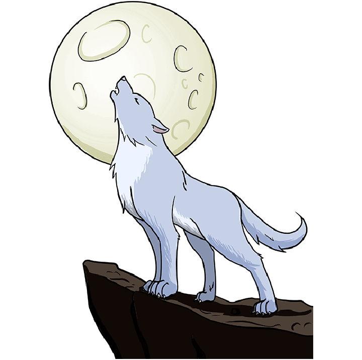 Wolf Howling Drawing at the Moon