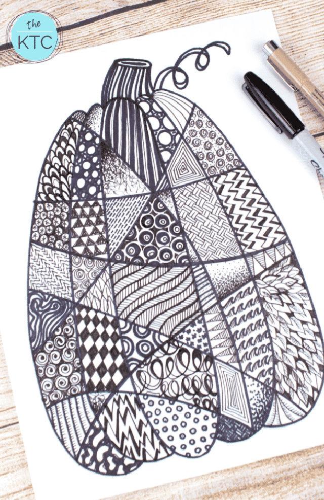 Zentangle Pumpkin Drawing