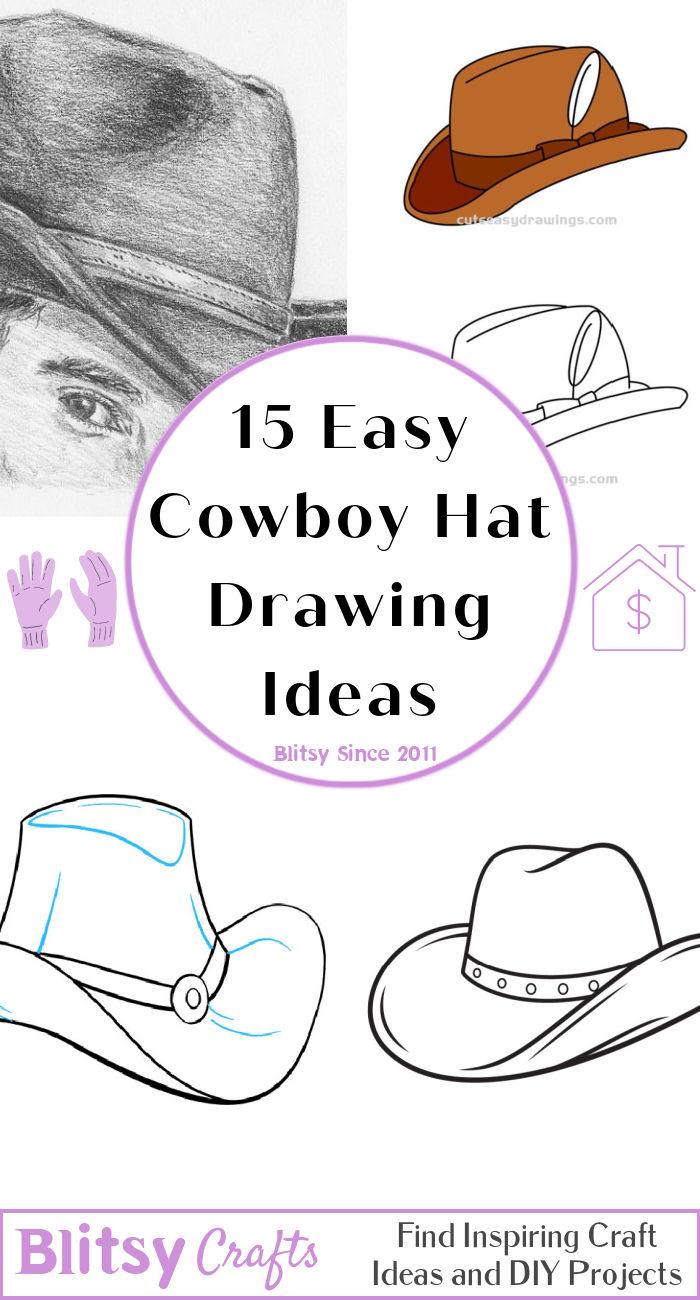 easy cowboy hat drawing ideas - how to draw a cowboy hat