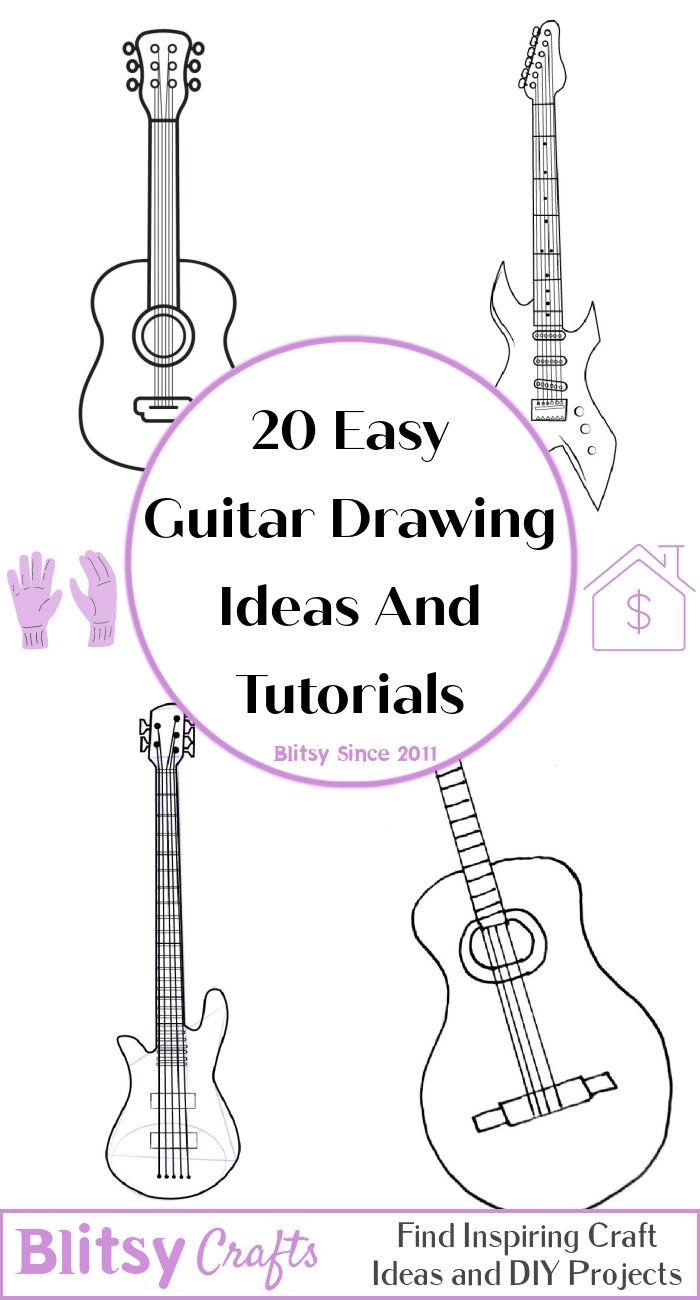 easy guitar drawing ideas - how to draw a guitar