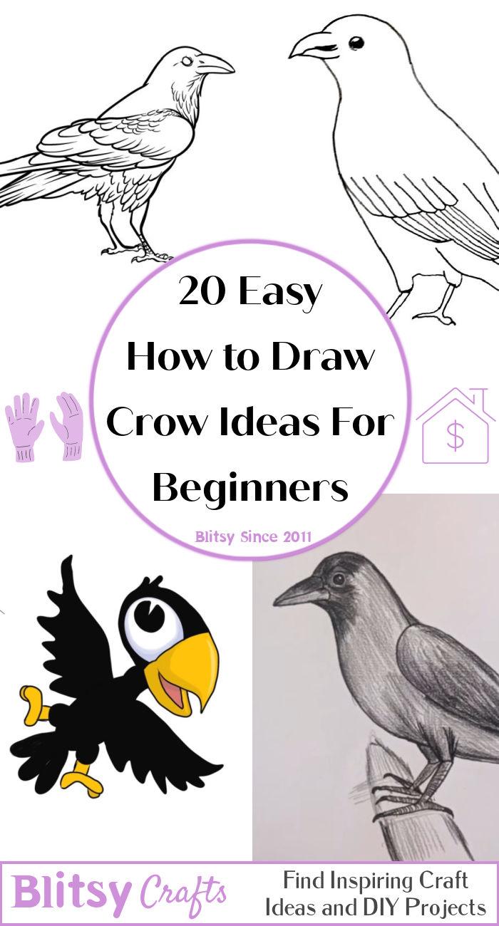 easy crow drawing ideas - how to draw crow