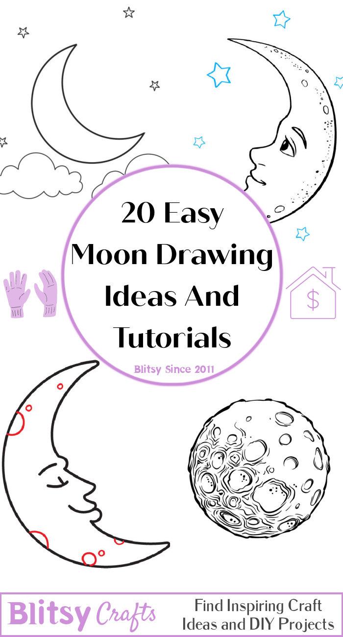 easy moon drawing ideas - how to draw a moon