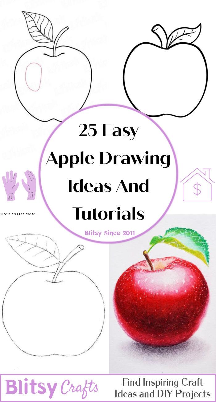 25 Easy Apple Drawing Ideas  How To An Draw Apple  Blitsy