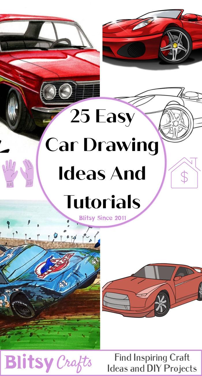 25 easy car drawing ideas - how to draw a car
