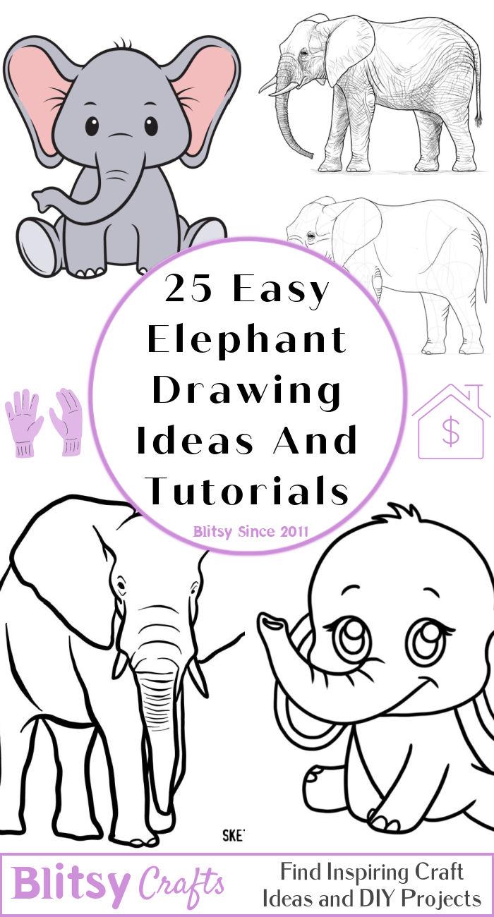 simple elephant drawing for kids