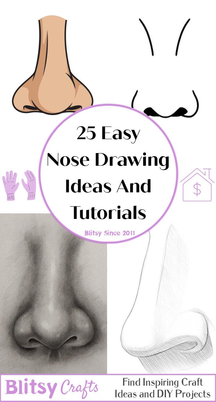easy nose drawing ideas - how to draw a nose