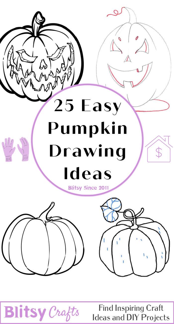easy pumpkin drawing ideas - how to draw a pumpkin