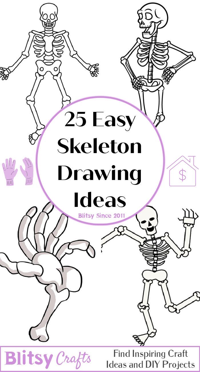 Easy Skeleton Drawing - HelloArtsy