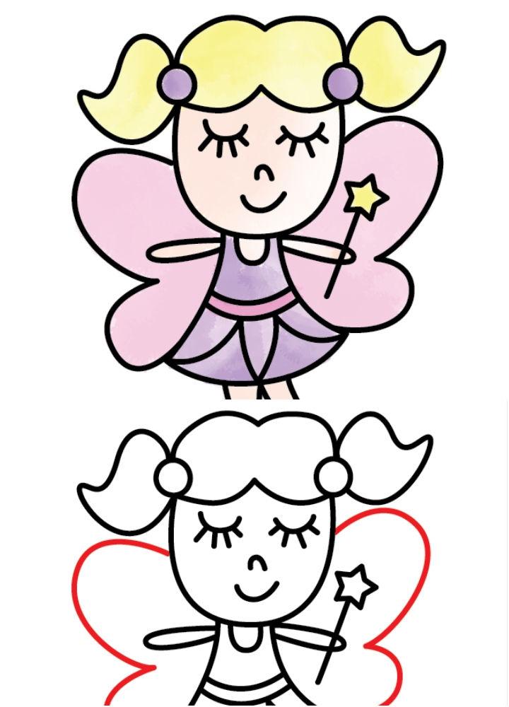 Printable beautiful fairy coloring page  Download on Freepik