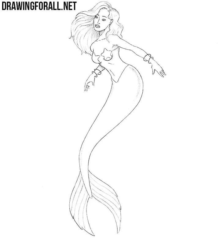 Beautiful Mermaid Drawing