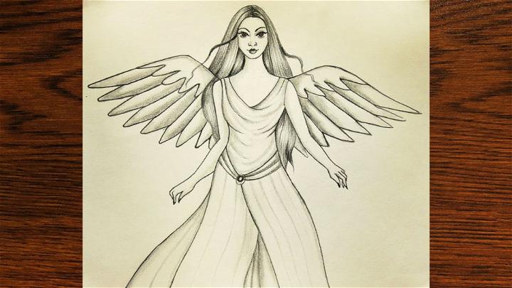 A fairy is sitting on the Moon  Pencil Sketch  How to draw Fairy Dreams  Scenery  peri çizimi  YouTube