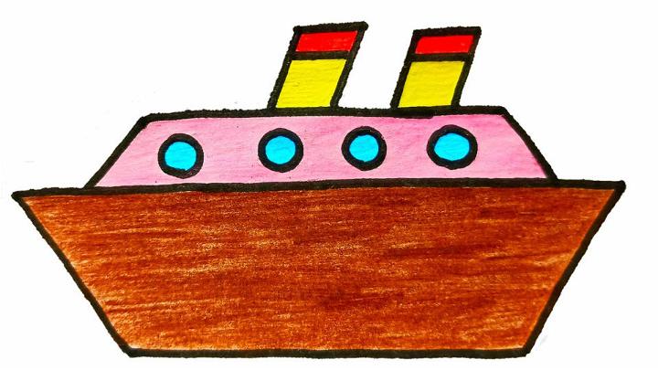 Sketch a big boat coloring book cartoon Royalty Free Vector