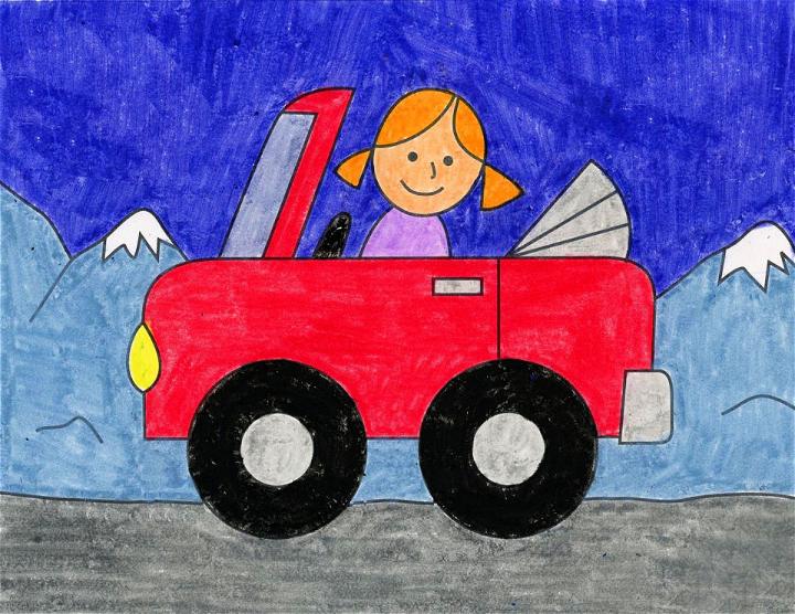 Cartoon Car On Road to Draw