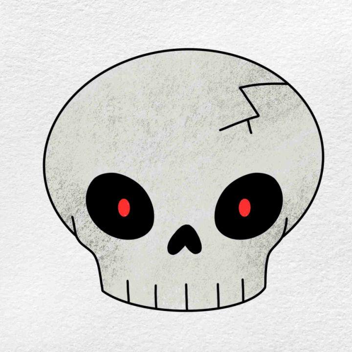 Colorful Scary Skull Drawing