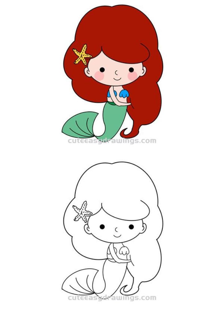 Cute Mermaid Drawing
