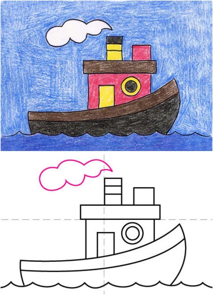 Drawing Of A Tugboat