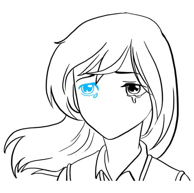 Drawing Of Sad Anime Face