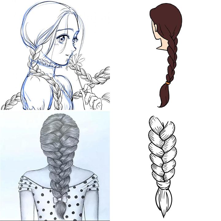 how to draw a realistic braid