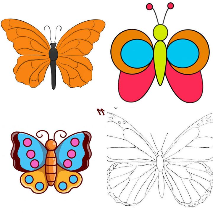 butterfly drawings in pencil side view