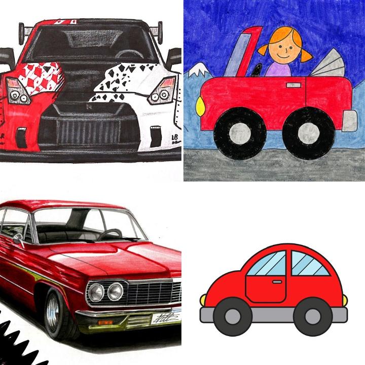 25 Easy Car Drawing Ideas - How to Draw a Car - Blitsy