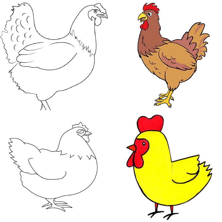 How to Draw Hen and Chick Easy Drawing for Beginners - Kids Art & Craft