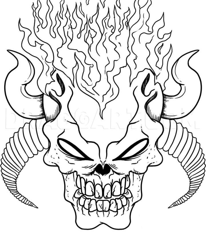 Easy Demon Skulls Sketch