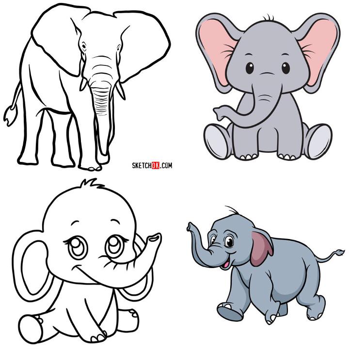 11 Different Ways To Draw An Elephant (Easy Step-by-Step) | Inspirationfeed