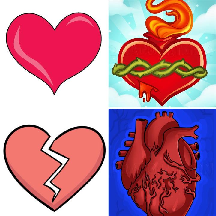 Different Illustrations For Human Heart Simple Images For Human Heart  Drawing Outline And Colored Versions High-Res Vector Graphic - Getty Images