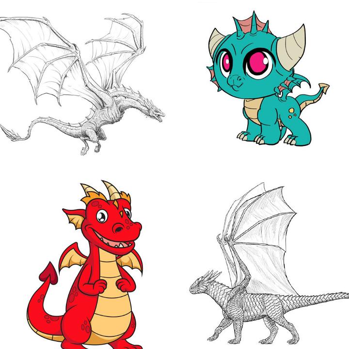 30 Easy Dragon Drawing Ideas - How To Draw A Dragon - Blitsy