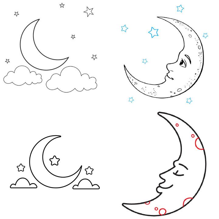 moon sketch easy