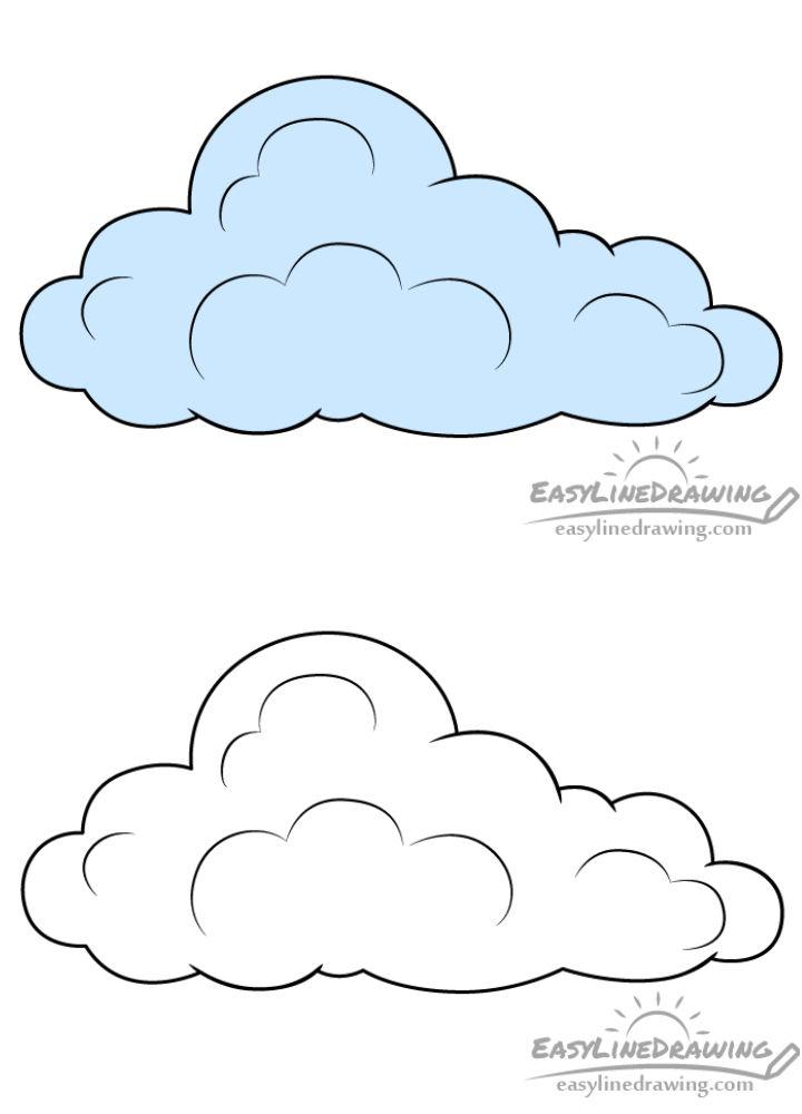 Easy Way to Draw a Cloud in Four Steps