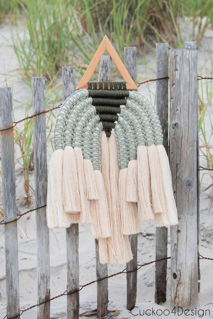Green and Ivory Modern Macrame Wall Hanging