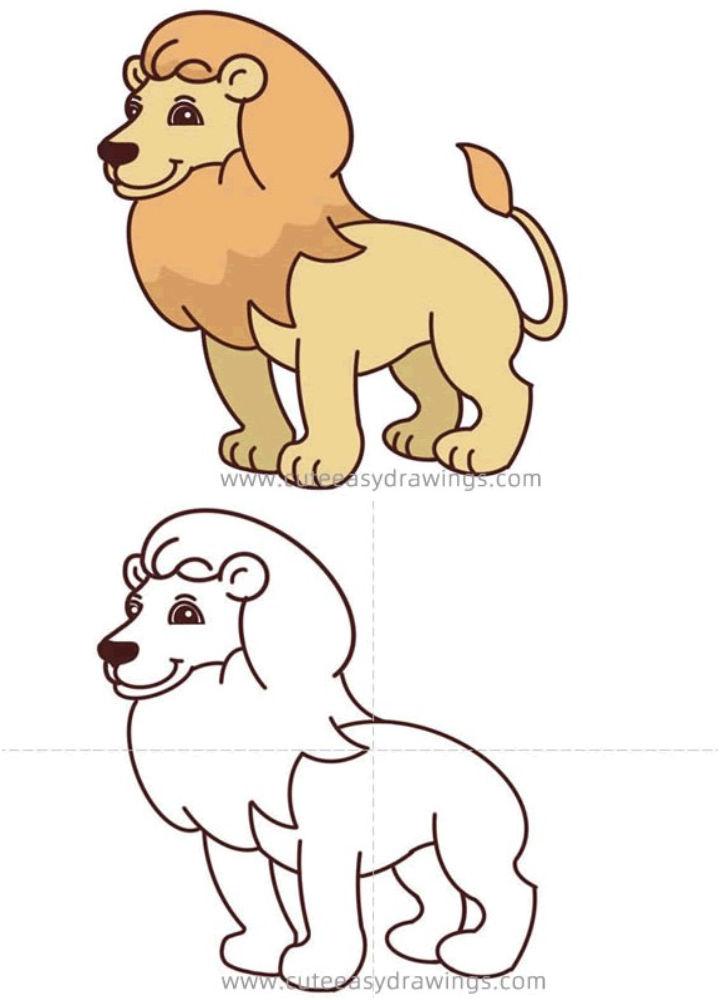 simple cute lion drawing