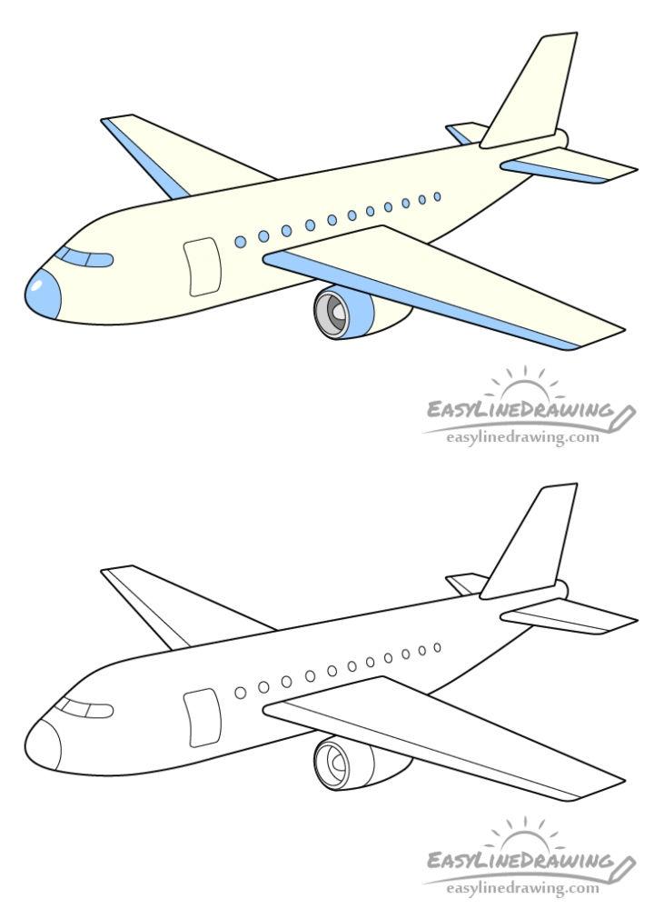 How To Draw An Airplane Step By Step