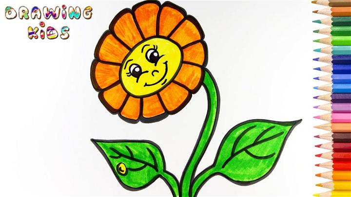 How To Draw Cartoon Sunflower