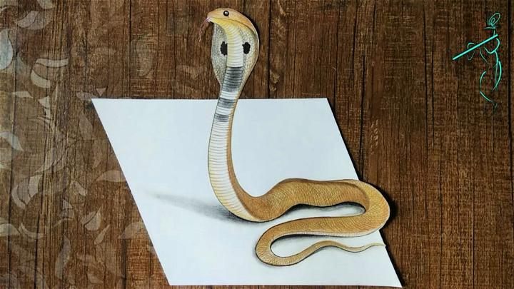 How to Draw 3D Snake with Pencil