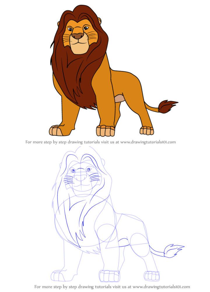 How to Draw Mufasa from Lion King