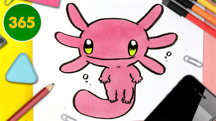 Kawaii Axolotl Drawing