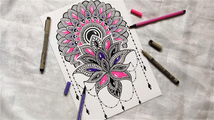 Pink flower drawing design Royalty Free Vector Image