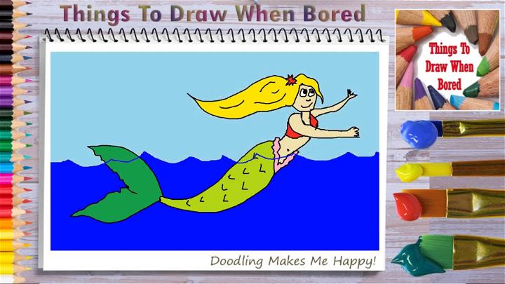 Mermaid Swimming Drawing